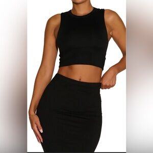 Naked Wardrobe Sleeveless Stretch Black Crop Top Women’s Size XL NWT